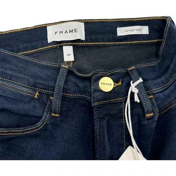 Frame Denim Revolve Le High Raw Edge Hem Ankle Slit Rivet Skinny Jeans Fonda - Picture 13 of 16